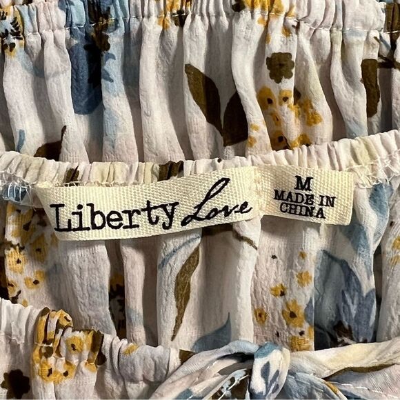 Liberty Love Womens Smocked Milkmaid Dress Size M Floral Cottage Prairie Boho - Picture 7 of 9